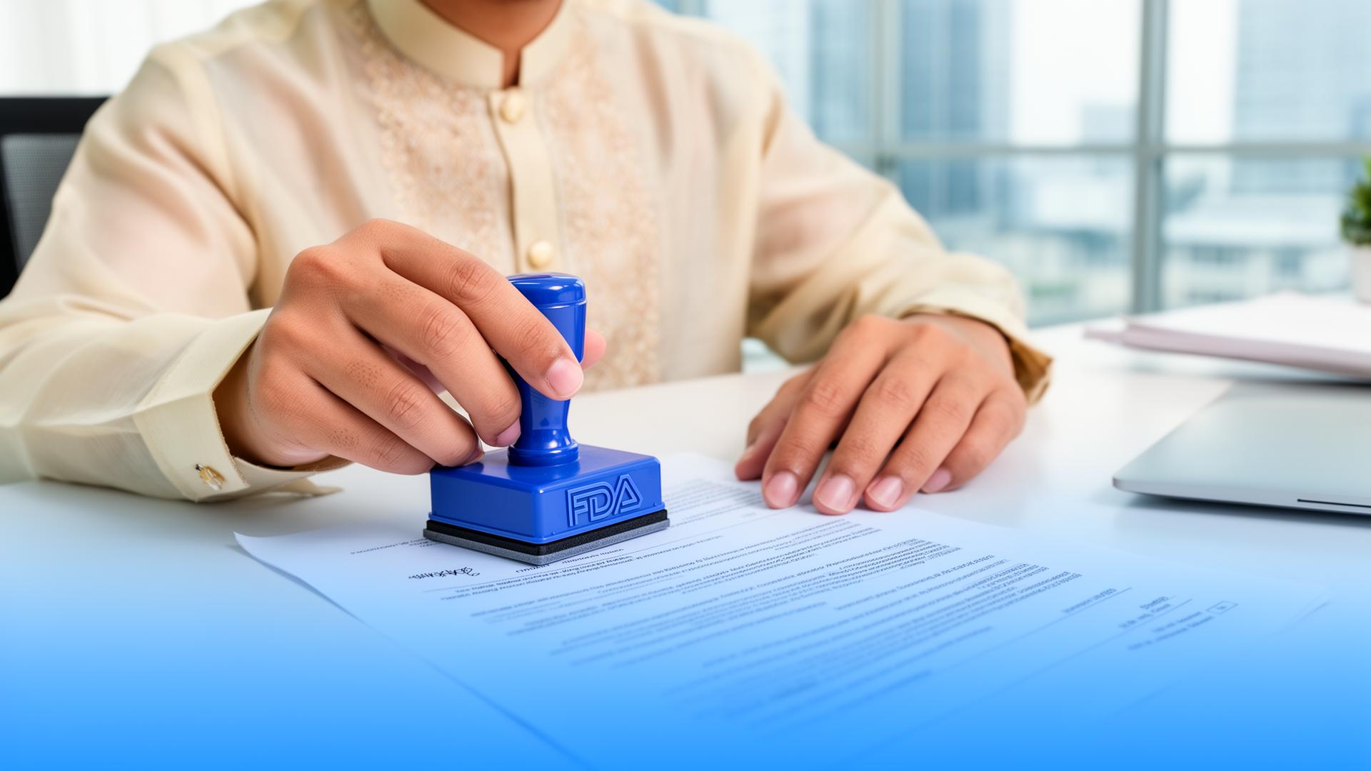 FDA consultant stamping a Philippine product registration